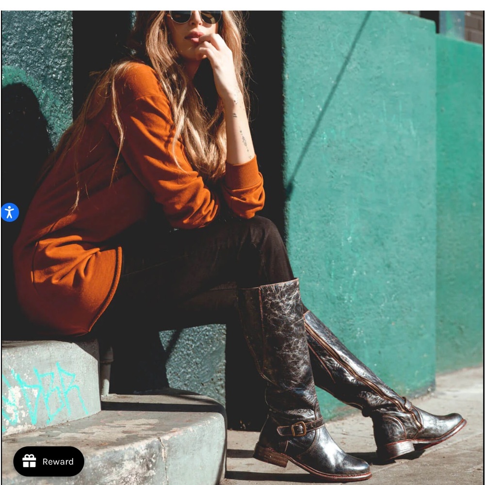 Bed Stu Distressed Black and Brown Leather Boots - Picture 9 of 10